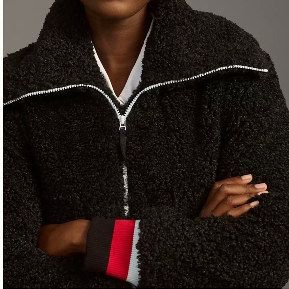 Anthropologie Maeve Sherpa Letterman Bomber Jacket - Picture 2 of 5